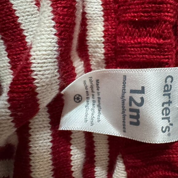 Christmas Carters 2pc Striped Sweater Set Red White Holiday Outfit 12 Months - Picture 4 of 4
